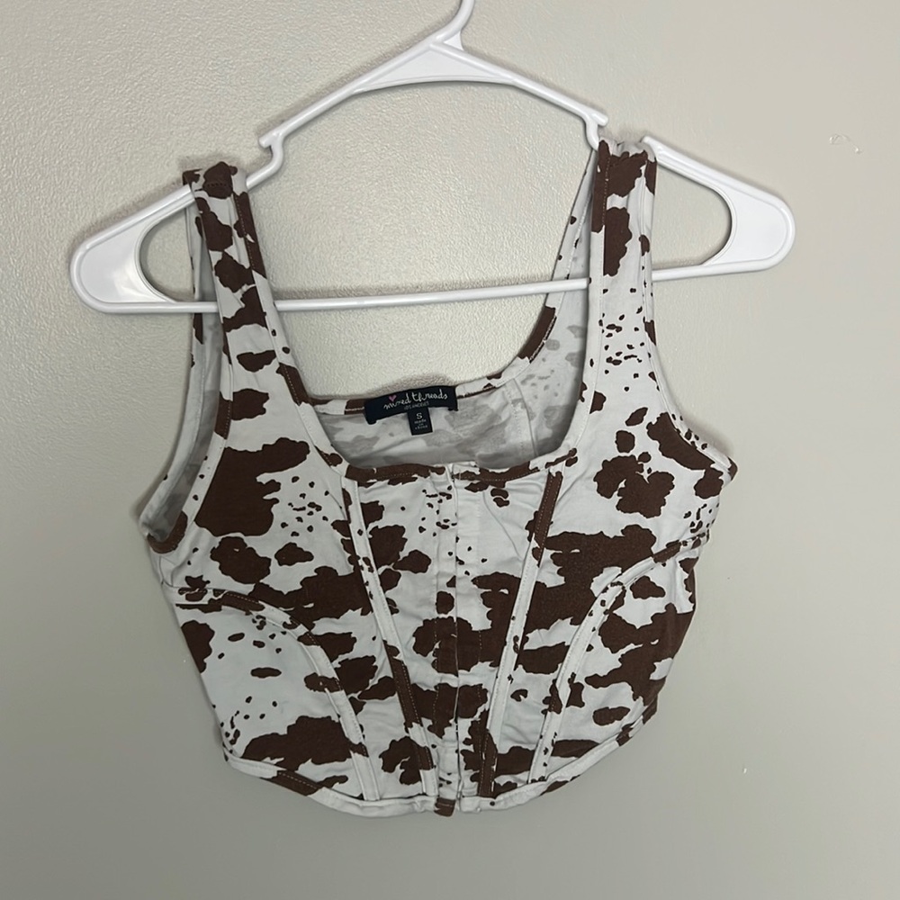 Mixed threads los angeles size small. Cow print crop top tank top.